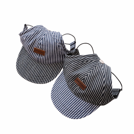 Vintage Style Colorblock Striped Denim Pet Baseball Cap